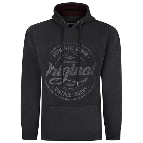 KAM Over Head Embossed Hoody Charcoal